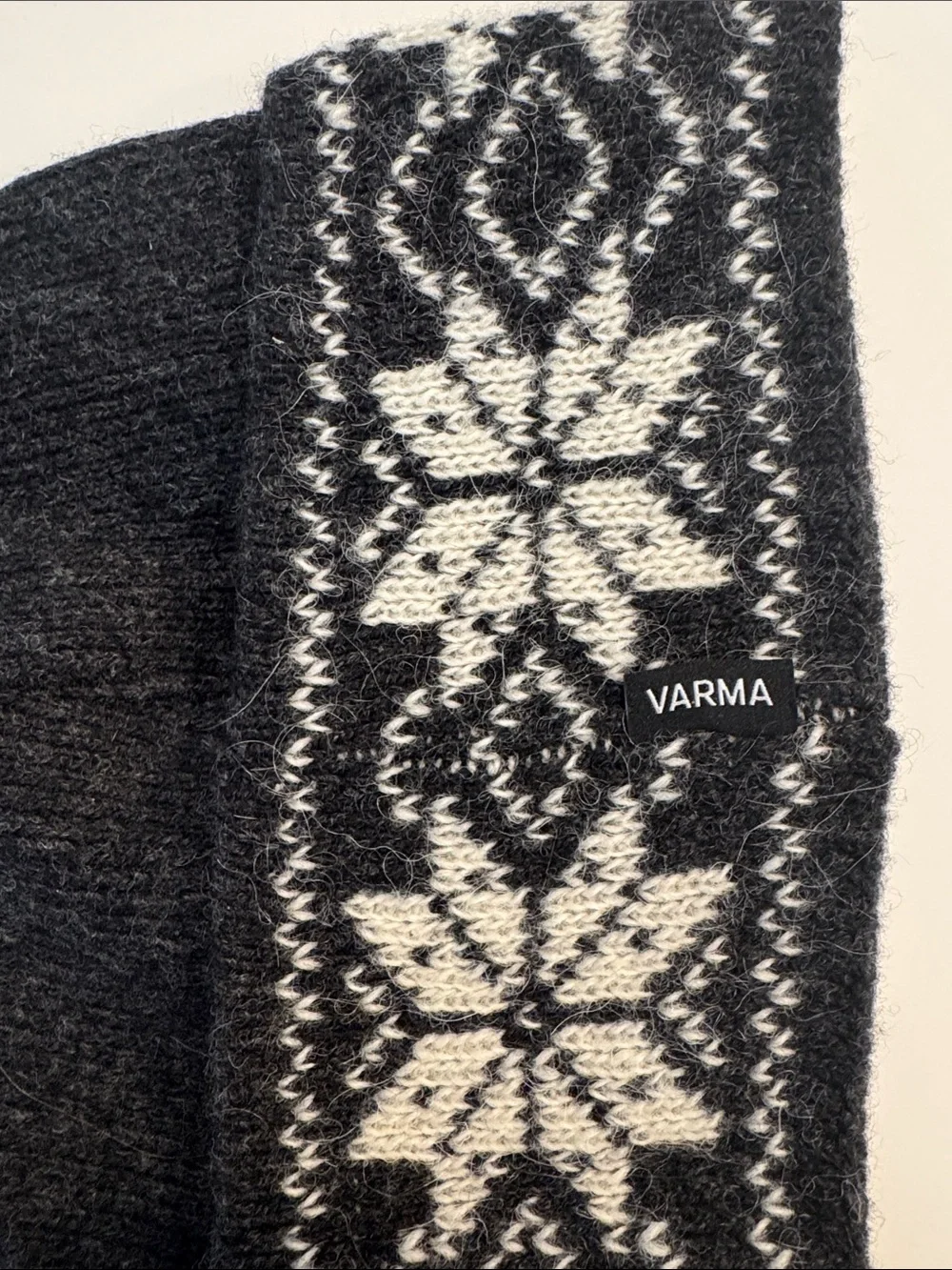 Varma Charcoal Gray & Cream Nordic Knit Beanie